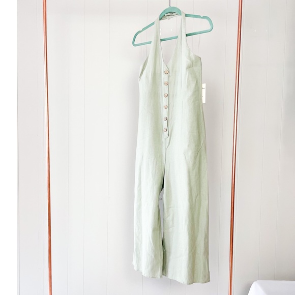 Pants - NWT Sage Linen Halter Jumpsuit